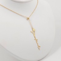 Srebrny naszyjnik z imieniem i kwiatowym znakiem zodiaku | srebro 925